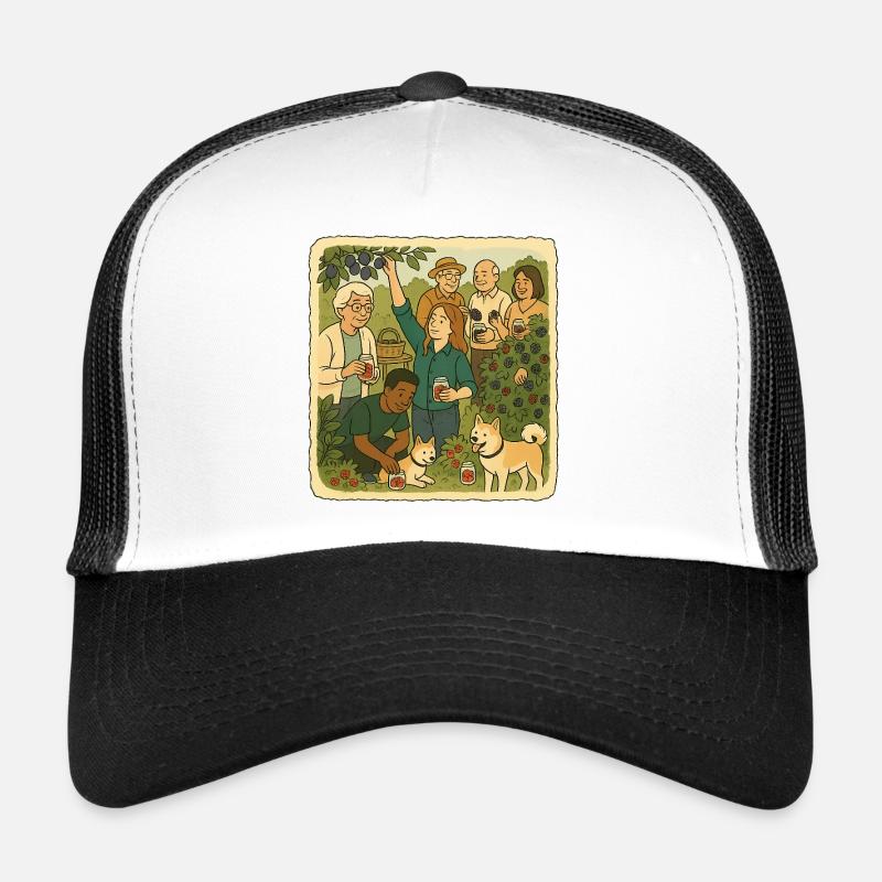Community picking fruit in the garden Trucker Cap