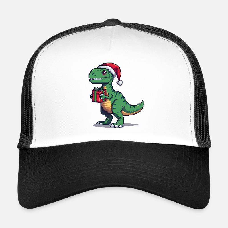 8-Bit Pixel Velociraptor Christmas Trucker Cap