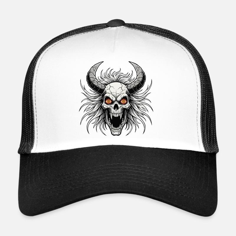 Crâne de diable avec des cornes Casquette trucker 
