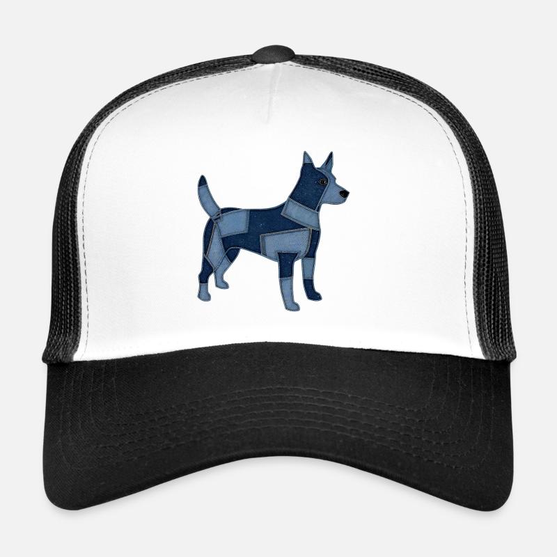 Chien en patchwork en denim Casquette trucker 
