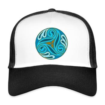 Sphère celte Bleue - Casquette trucker  - blanc/noir - Devant