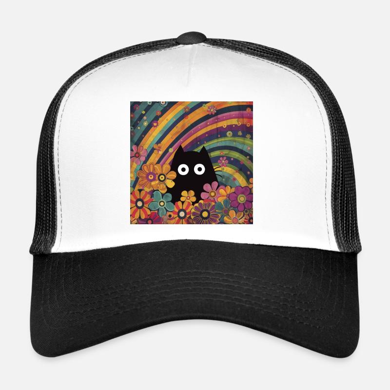 Chat en fleur Chats d’été Chat image arc-en-ciel Casquette trucker 