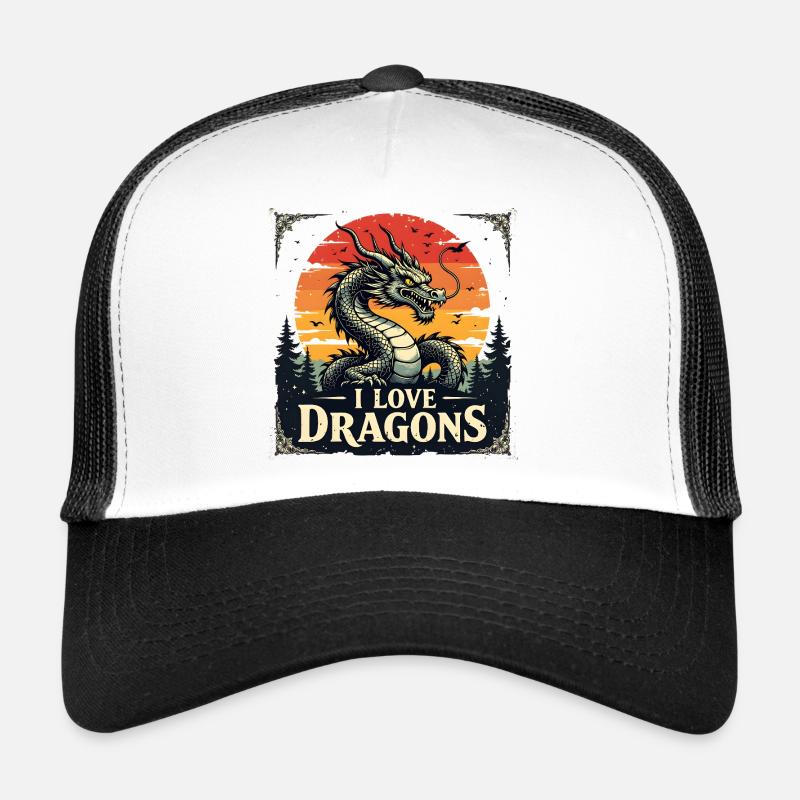 I Love Dragon Sunset Trucker Cap
