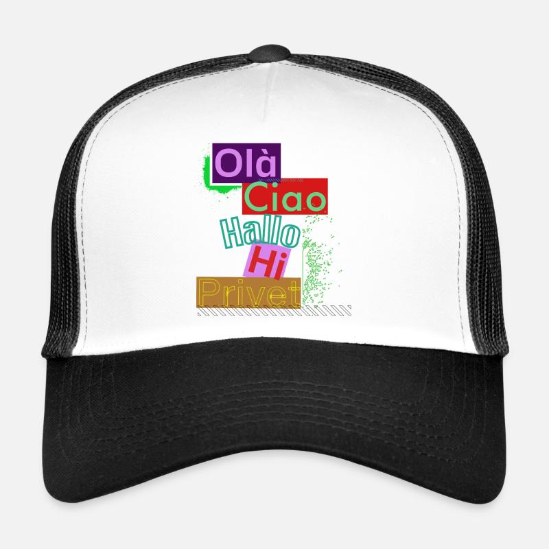 Variété de langues Conception de salutation colorée Casquette trucker 