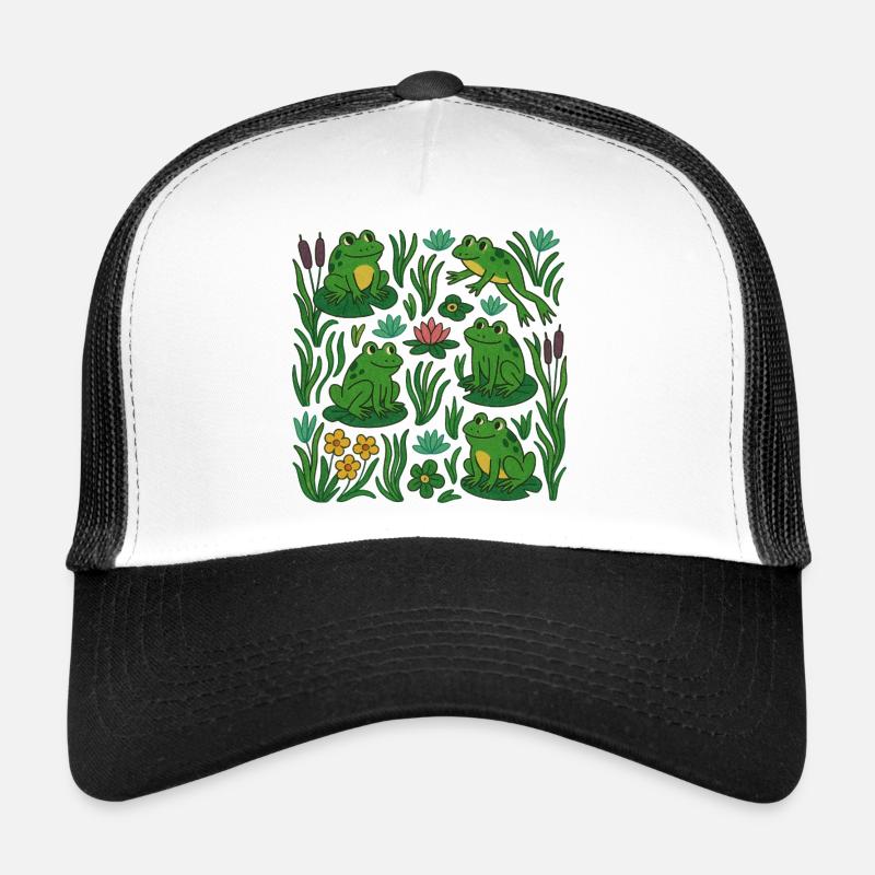 Verdant Frog Pond Scene Trucker Cap