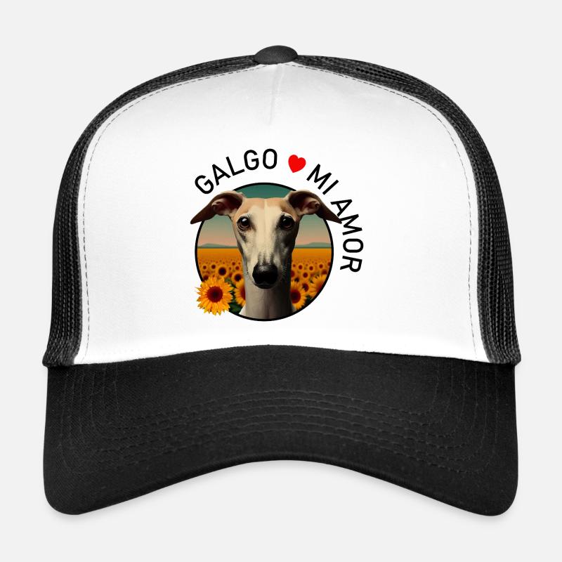 Hund im Sonnenblumenfeld - Trucker Cap - Weiß/Schwarz