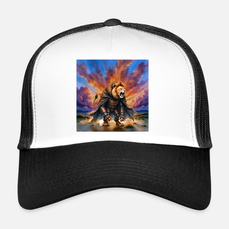 Guerrier Lion avec armure et cape Casquette trucker 