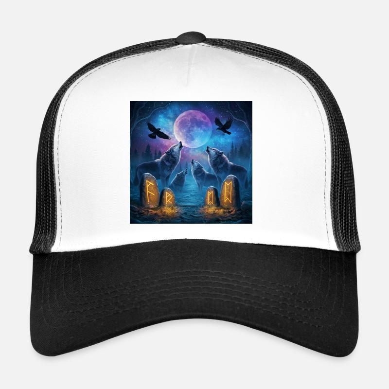 Moonlit Night of the Wolves - Trucker Cap - white/black