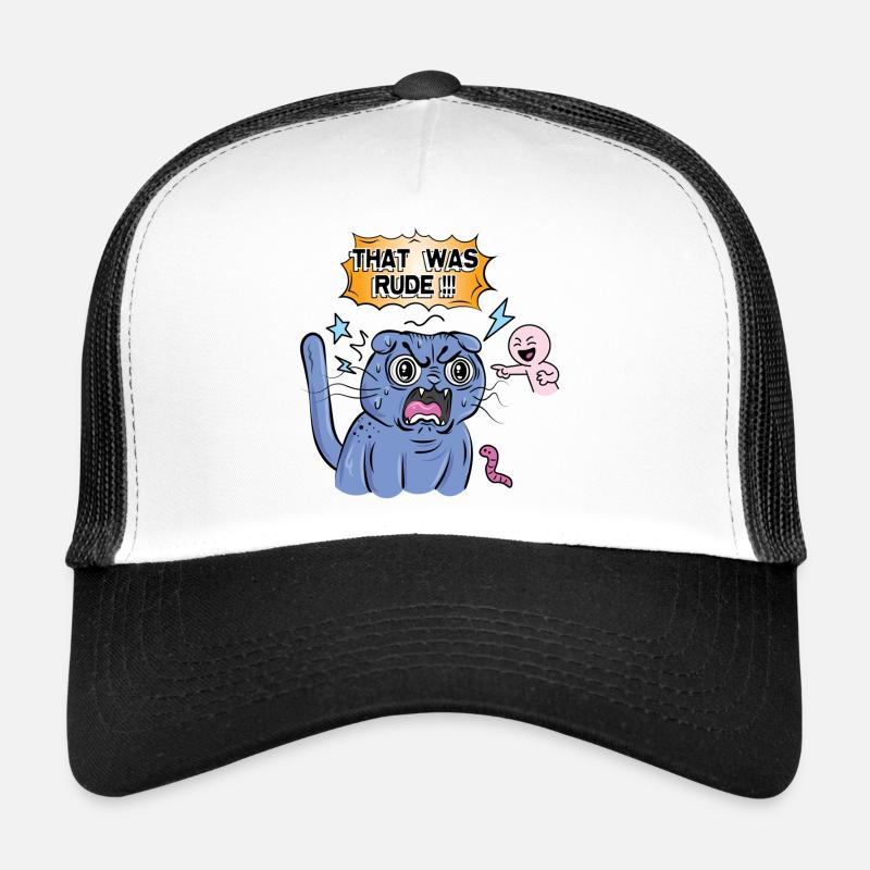 Angry Cat Screams at Expression - Trucker Cap - white/black