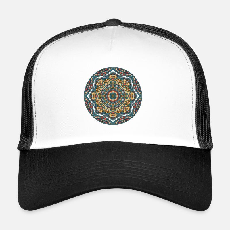 Mandala Kreis Muster in Blau Gold Trucker Cap