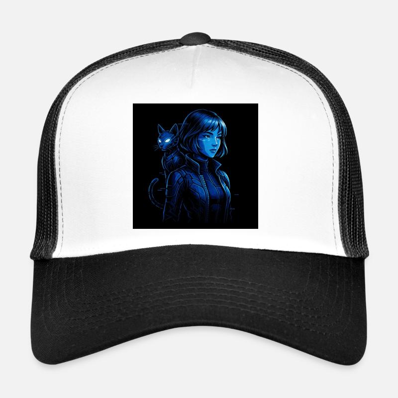 Neon hunter with cat companion - Trucker Cap - white/black