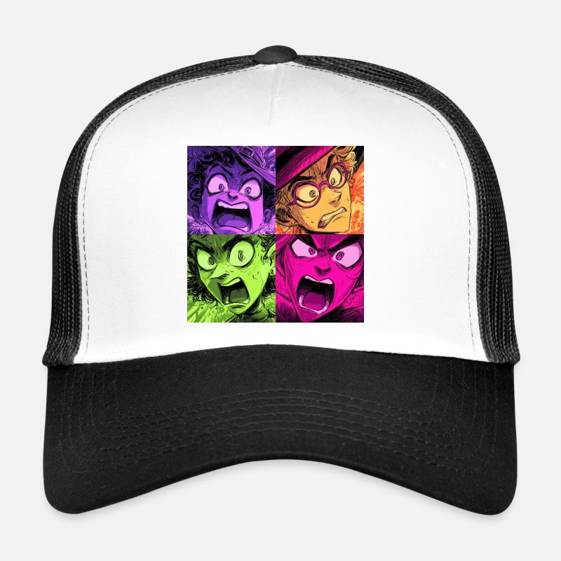 Farbenexplosion Schreie Collage Hexen - Trucker Cap - Weiß/Schwarz