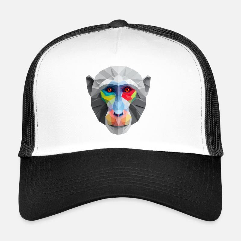 Farbiges Low-Poly Affengesicht Logo Art Design Trucker Cap