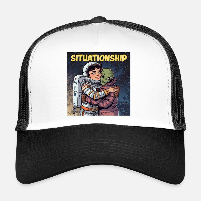 Situationship Astronautin und Alien - Trucker Cap - Weiß/Schwarz