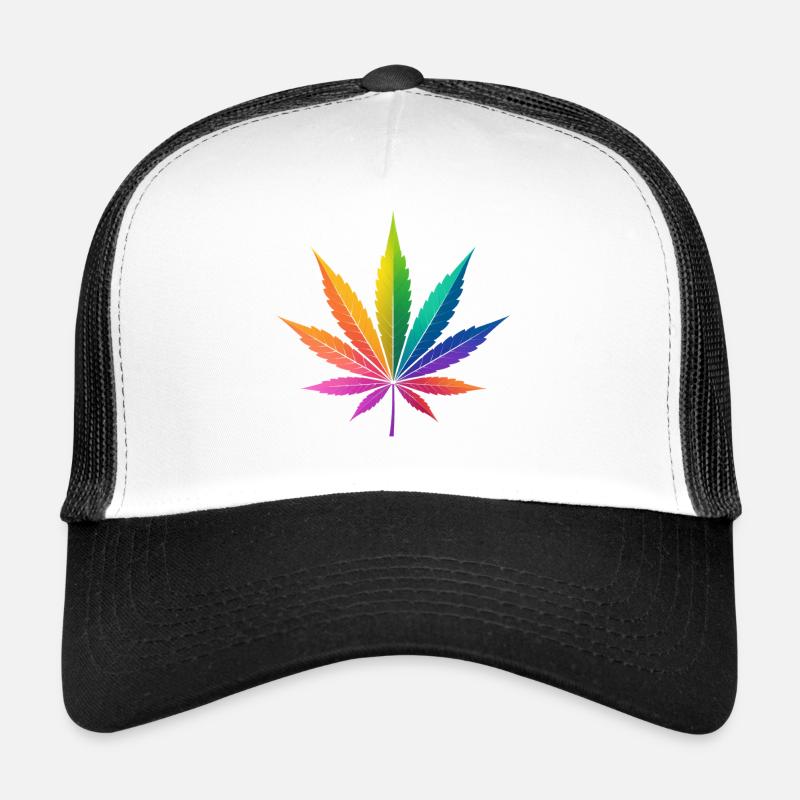 Art de la feuille de cannabis arc-en-ciel Casquette trucker 