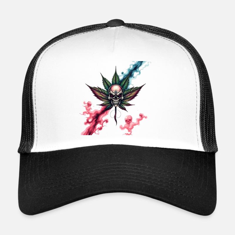 Skull mit farbigem Cannabisblatt Trucker Cap