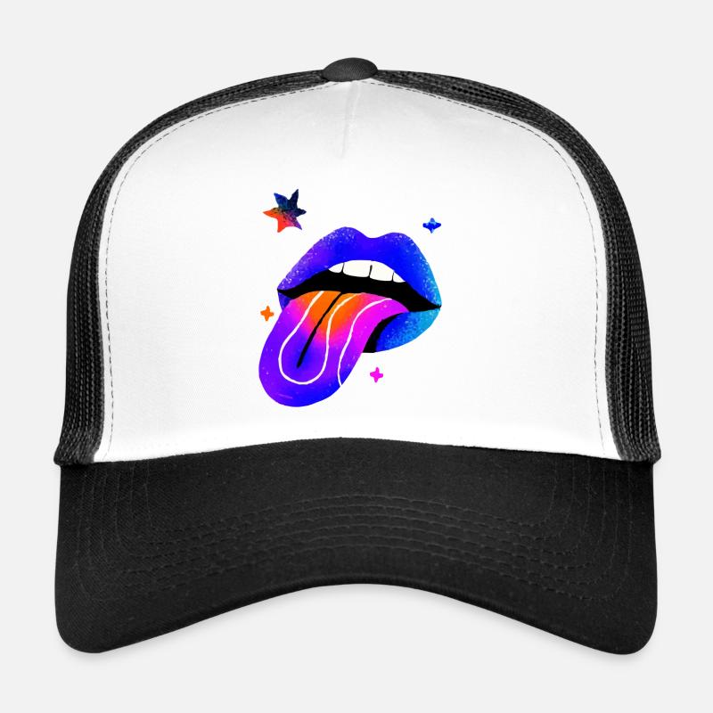 Neon Regenbogen Lippen Kunst Trucker Cap