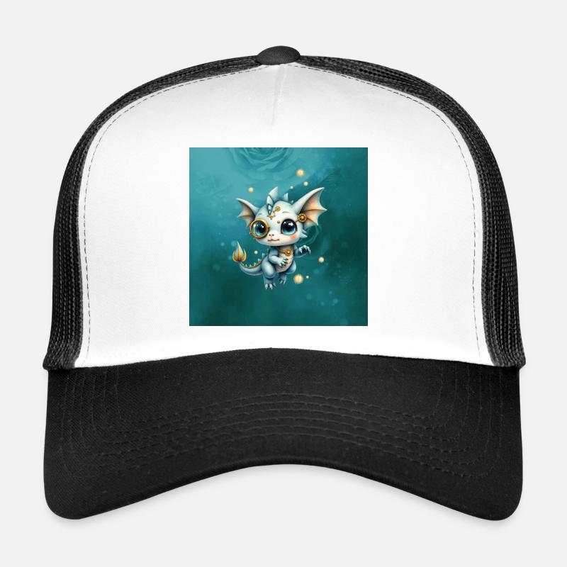 Steampunk Dragon Blue Monocle Trucker Cap