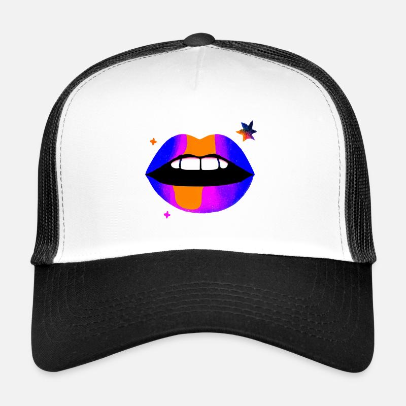 Neon Regenbogen Lippen Trucker Cap