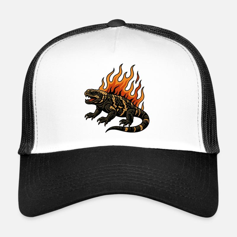 Flames Gila Crustacean Lizard Trucker Cap