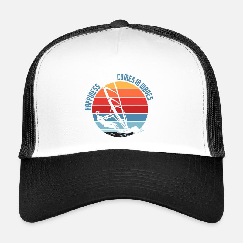 Happiness Comes in Waves Windsurfing Design Trucker Cap