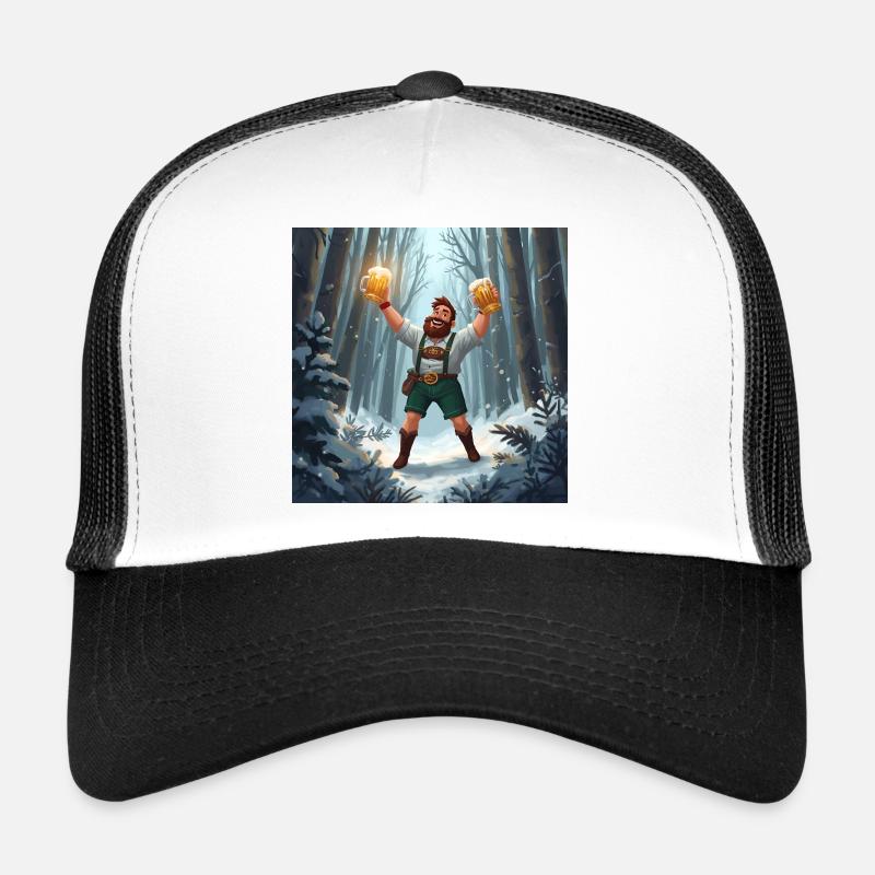 Beer hero in the winter forest Trucker Cap