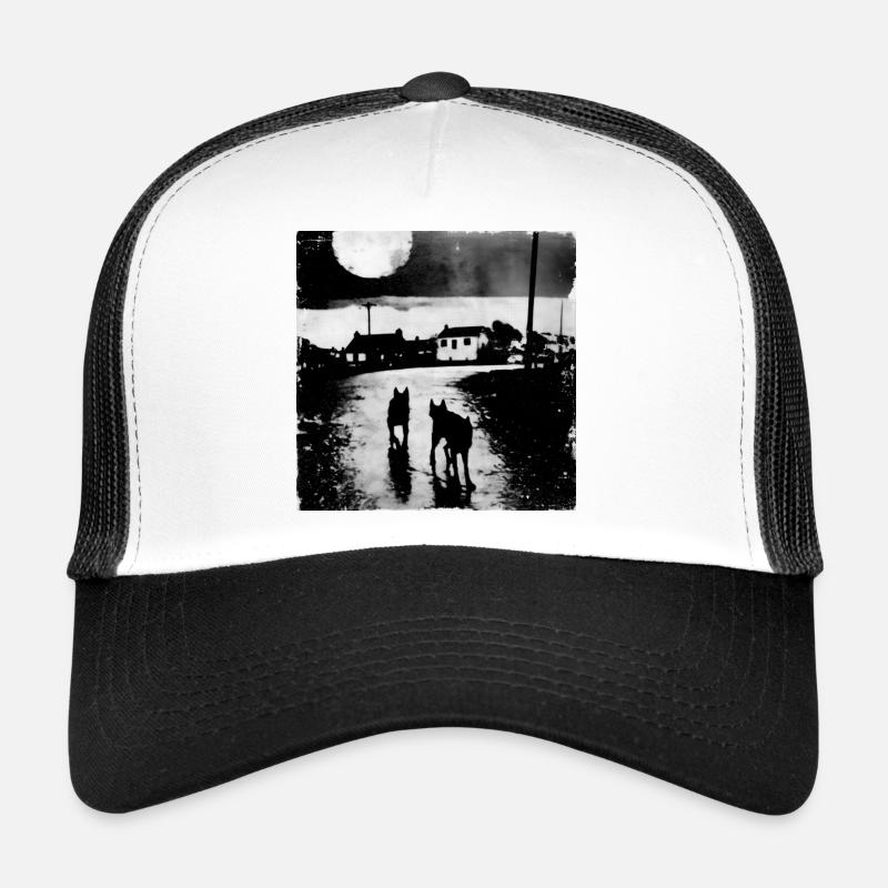 Nuit au clair de lune avec deux chiens Casquette trucker 