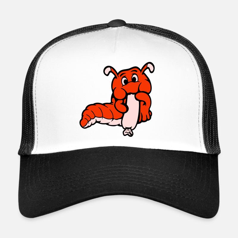 Raupe Wurm Glücklich Isst Wurst Würstchen Hot Dog - Trucker Cap - Weiß/Schwarz
