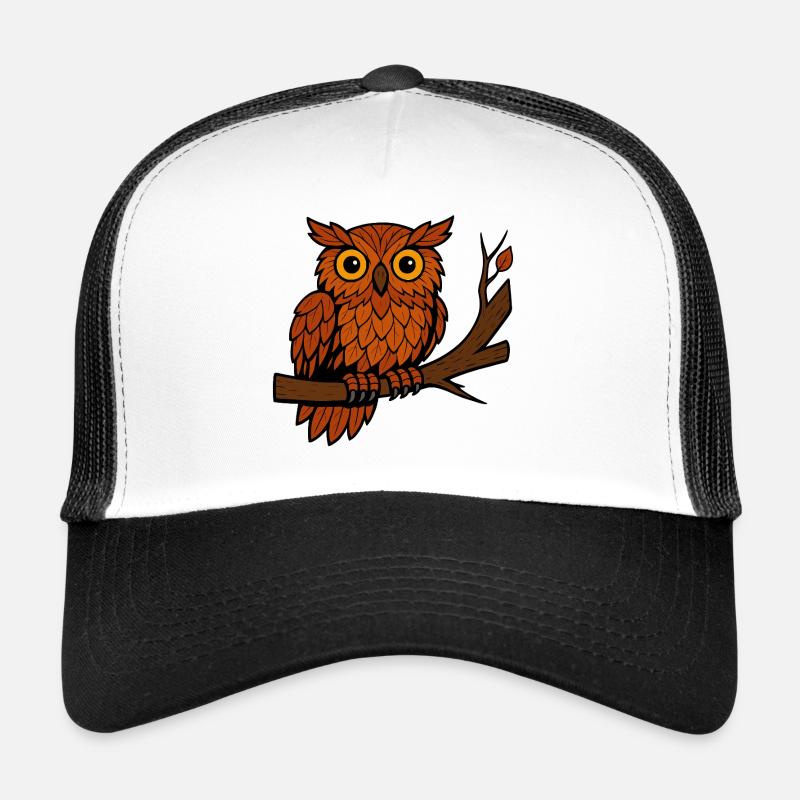 Bande dessinée hibou automne forêt feuillage feuilles branche arbre plume Casquette trucker 