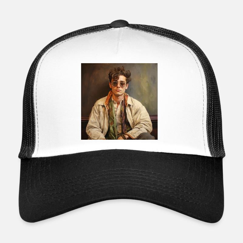 Portrait Retro Chic with Sunglasses - Trucker Cap - white/black