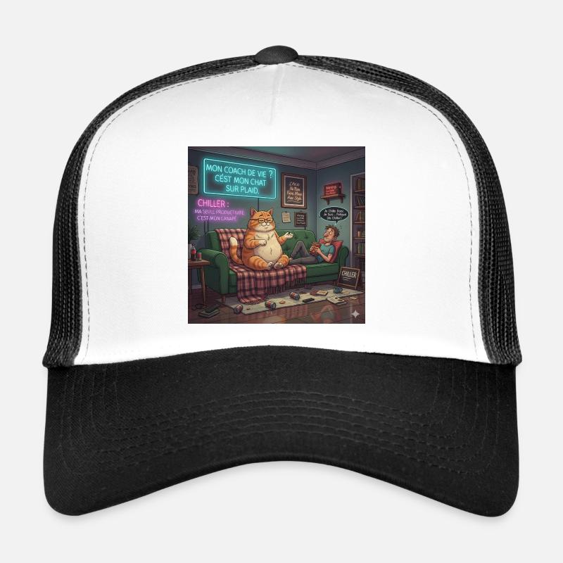 Chat Chill Sur Plaid Neon Casquette trucker 