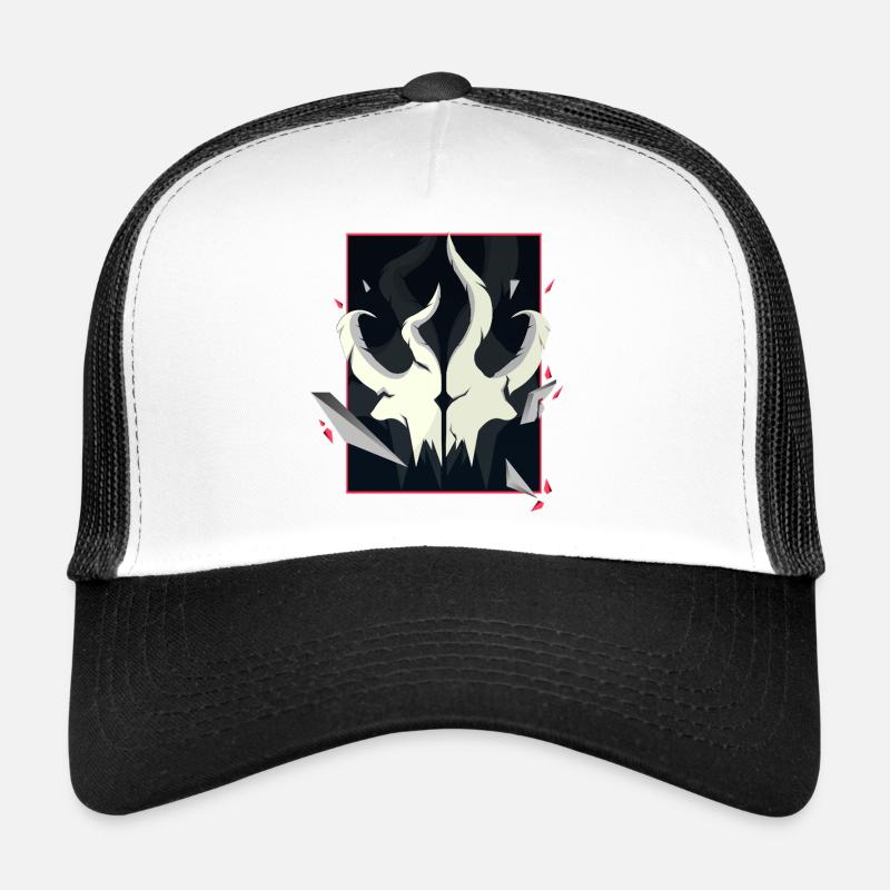 Horned Skull – Rote Akzent Edition - Trucker Cap - Weiß/Schwarz