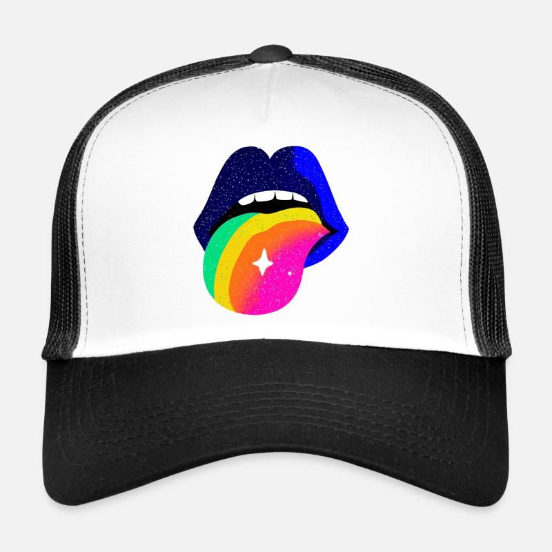 Langue arc-en-ciel Pop Art Lèvres Casquette trucker 