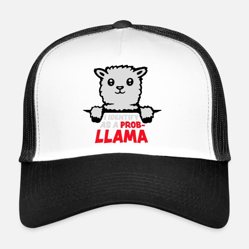 I Identify As A Probllama Cool Lama Problem Spruch Trucker Cap