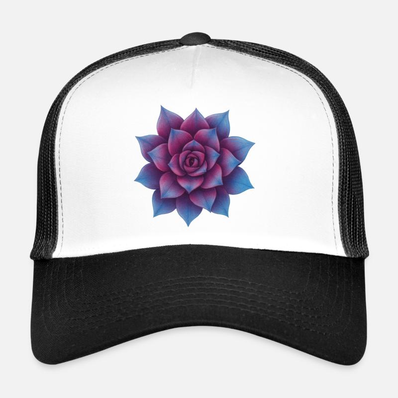 Azurviolette Rosettenblüte - Trucker Cap - Weiß/Schwarz