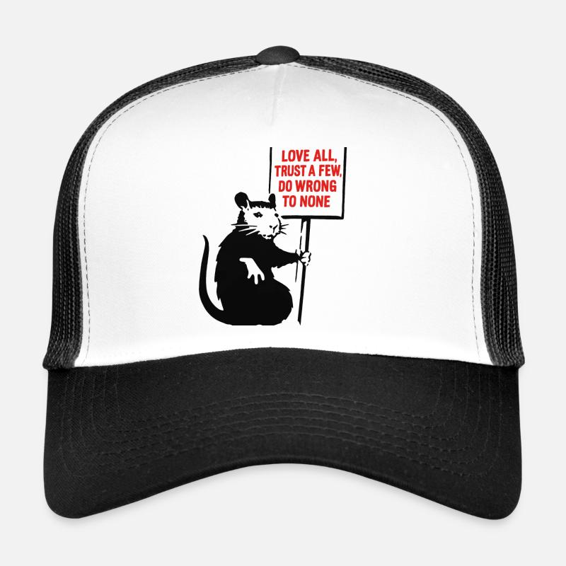 Rat with Shield: Love All Trust Few Trucker Cap