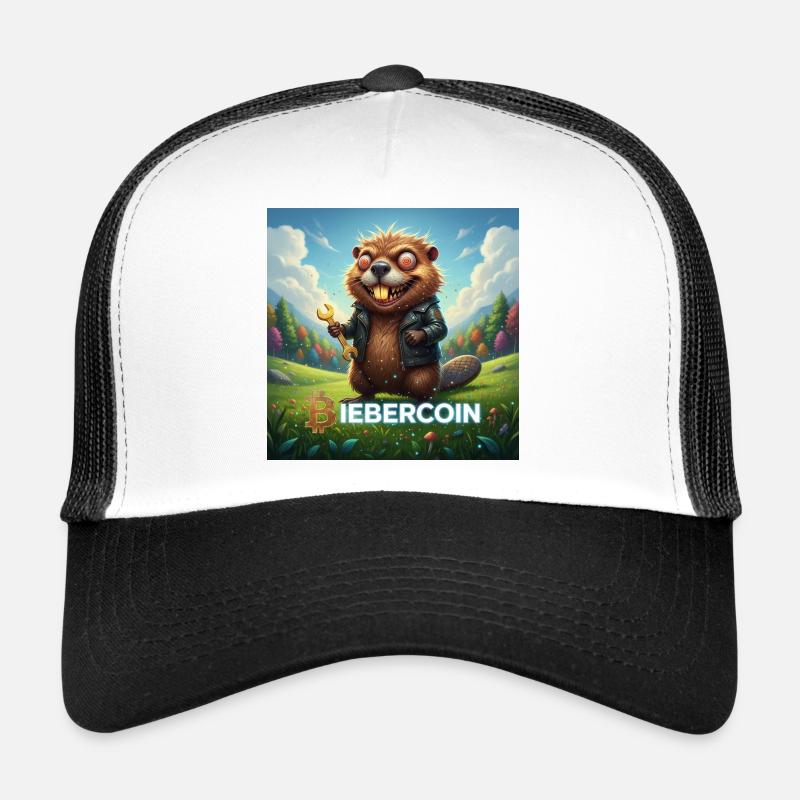 Crypto Beaver avec clé à molette - Casquette trucker  - blanc/noir