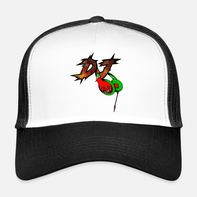 Neon Devil with Headphones DJ Trucker Cap