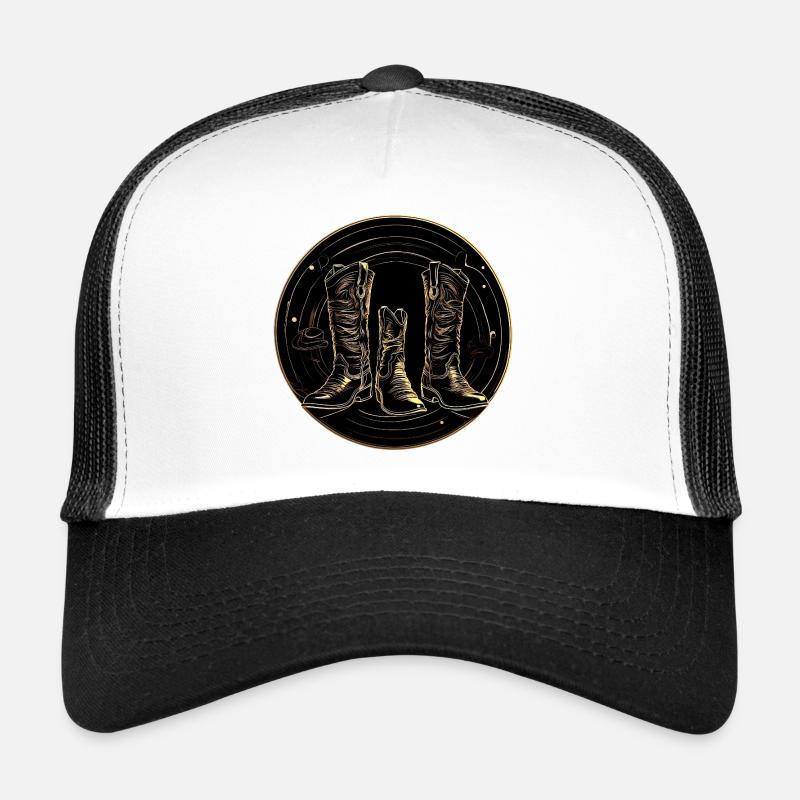 Goldene Stiefel im Kreis Trucker Cap