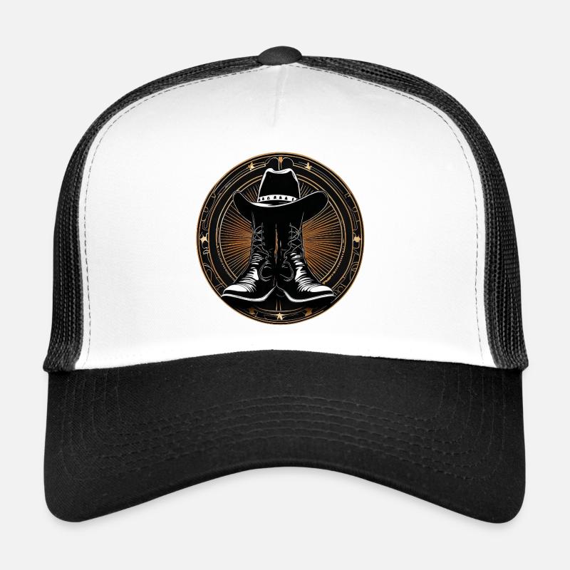 Cowboy boots in circle pattern Trucker Cap
