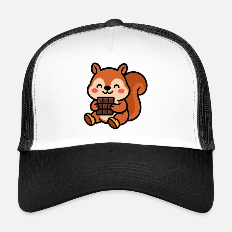 Eichhörnchen mit Schokoriegel - Trucker Cap - Weiß/Schwarz