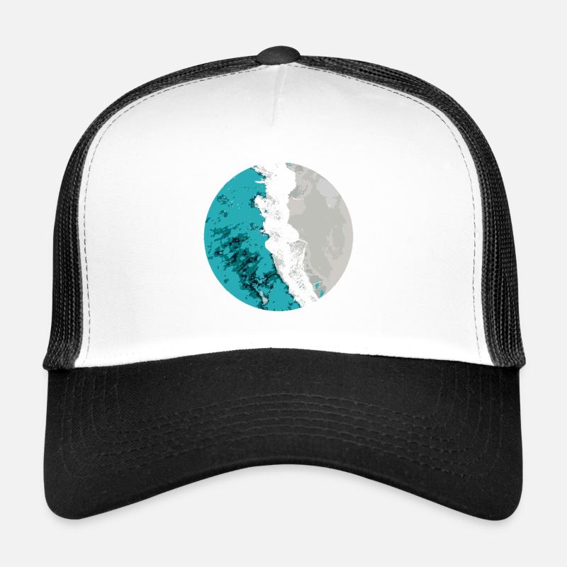 Split Earth Teal Mond - Trucker Cap - Weiß/Schwarz
