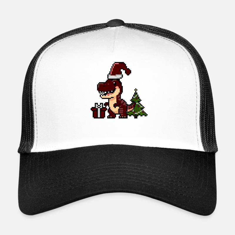 Pixel Dino Christmas Dino - Trucker Cap - white/black