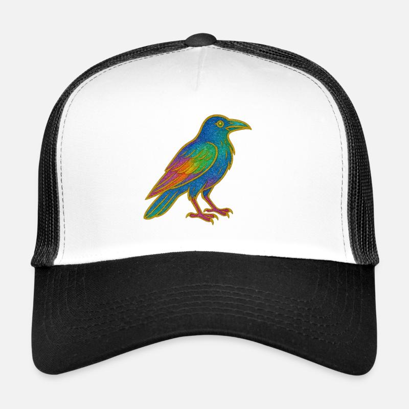Rainbow Raven Patch Design Trucker Cap