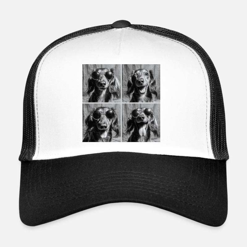 Drôle teckel chien rétro Photo booth Casquette trucker 