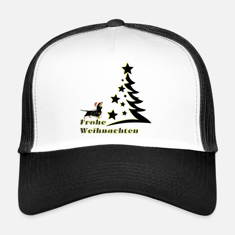 Frohe Weihnachten Dackel schaut den Christbaum an Trucker Cap