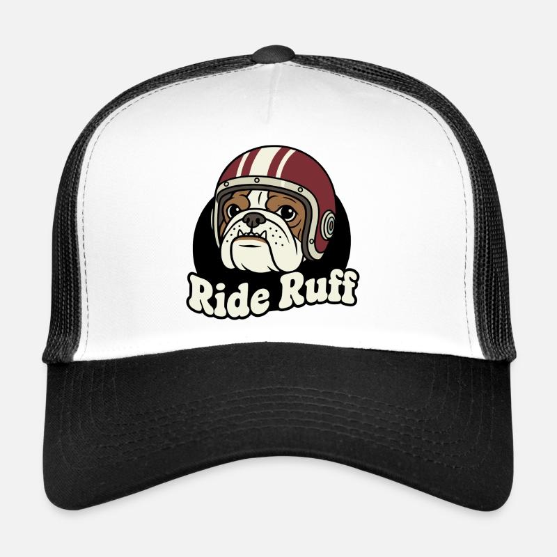 Ride Ruff Bulldog Helmet Design Trucker Cap