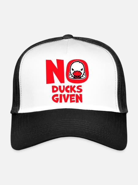Goose No Ducks Given Middle Finger Naughty Duck Cool - Trucker Cap - white/black - Front