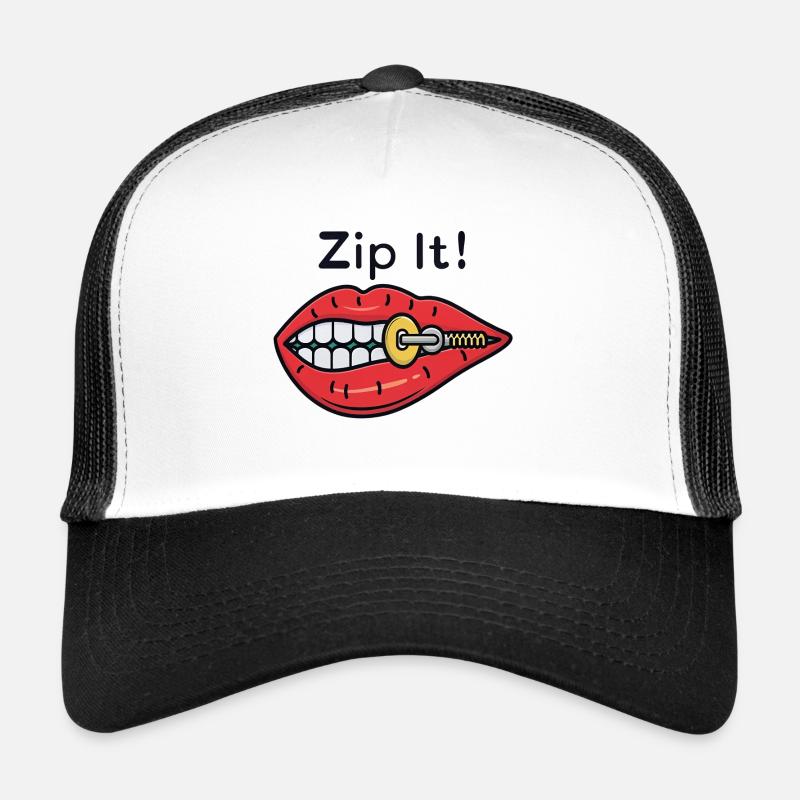 Zip It! Rote Lippen Reißverschluss Trucker Cap