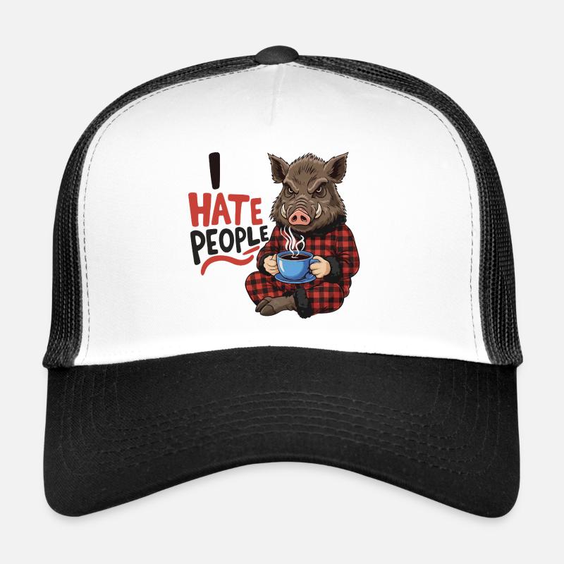 Wildschwein Kaffee Morgenmuffel Lustig Jäger Trucker Cap